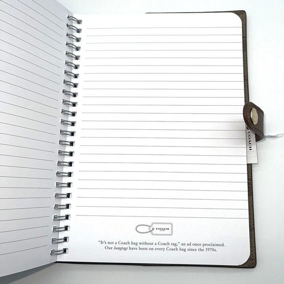 Coach Notebook & Pencil Case Set Signature Canvas Leather Khaki Brown Snap Zip - Picture 6 of 9